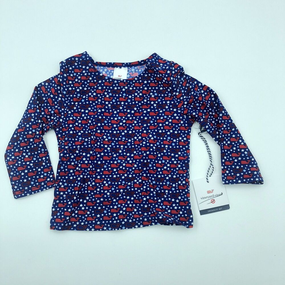 Vineyard Vines for Target Rash Guard Red Blue Whale Swim Shirt Girl's 18 Months
